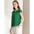 thumbnail image 4 of Camiseta Manga Tulipán Cuello En V Básico Para Mujer Verde oscuro M, 4 of 6