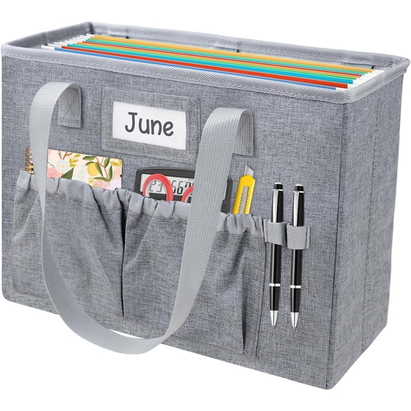 Desktop File Organizer Box,Collapsible Hanging Filing Box,Home Office Document Storage Organizer with Front Pocket and Handles, Letter Size Folder.