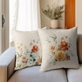 thumbnail image 5 of Spring Flowers Pillow Covers 16x16 Inch Set of 2 Watercolor Floral Spring Summer Outdoor Decorative Throw Pillow Covers Farmhouse Pillow Cases Cotton Linen Cushion Covers for Couch Bed Sofa Home Decor, 5 of 6