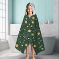 thumbnail image 6 of Green Sun Moon Star Planet Cloud Pattern Hooded Bath Towel，60"x35" for Ages 3 To 12 Kids, Quick Dry Lightweight Soft Microfiber Hood Beach Towel Cover Up for Kids, 6 of 7