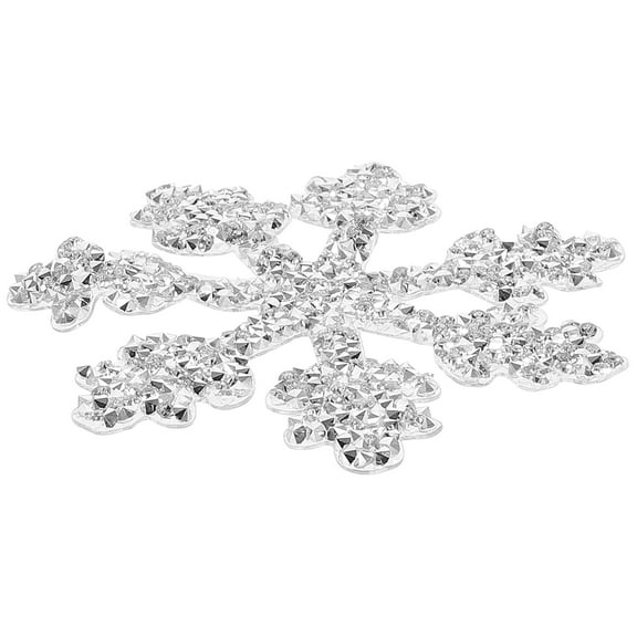 Snowflake Shaped Iron On Patch for Clothing and Crafts Silver Plastic and Rhinestone 2.5 inch