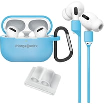 CHARGEWORX 4-Piece Accessory Kit for Apple AirPods with AirPod Case, Carabiner Clip, Blue