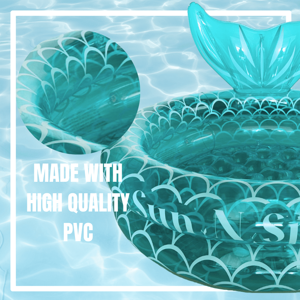 Sun N Splash Blue Mermaid Inflatable Kiddie Pool for Kids Ages 3+