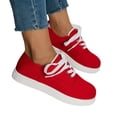 thumbnail image 3 of Heiheiup Ladies Fashion Solid Canvas Breathable Lace Up Flat Bottom Casual Single Shoe, 3 of 5