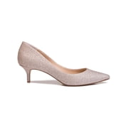 JEWEL BADGLEY MISCHKA Womens Silver Glitter Royalty Pointed Toe Kitten Heel Slip On Pumps Shoes 8.5