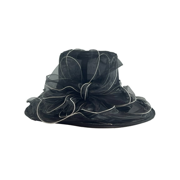 Chic Headwear Organza Floppy Church Hat - Black