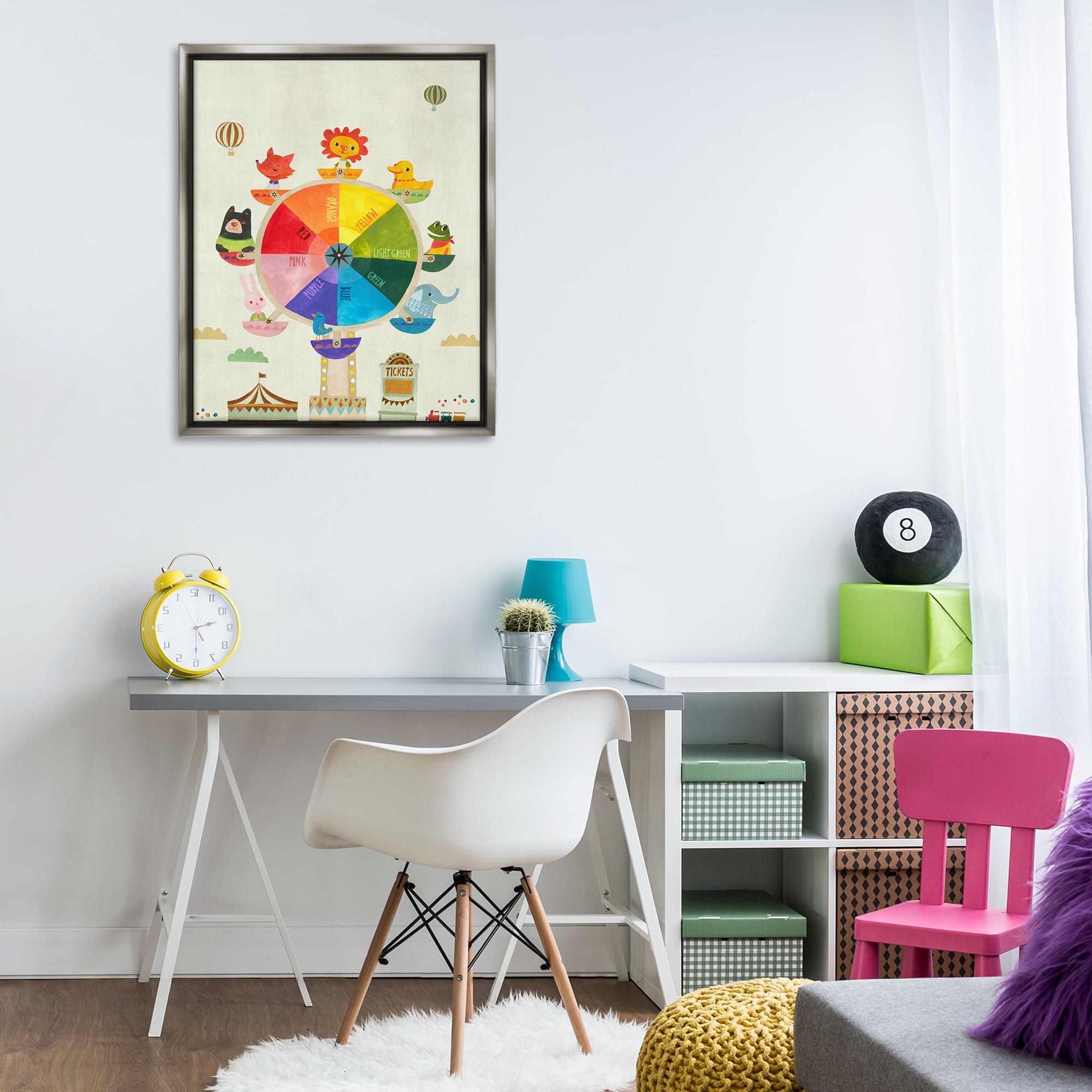 Stupell Industries Educational Hue Ferris Wheel Education Painting Gray Floater Framed Canvas Art Print Wall Art, 25 x 31