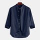 thumbnail image 2 of Camisas Vaqueras Para Hombre Manga Corta Cotton Top Button Manga camisa de cuello masculino Puntos rayados de verano Casual 7 blusa de Men (Navy, L), 2 of 7