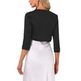 thumbnail image 3 of INSPIRE CHIC 3/4 Sleeve Shrugs for Women Cropped Bolero Shrug Open Front Cardigan Sweaters Party Clubwear L Black, 3 of 6