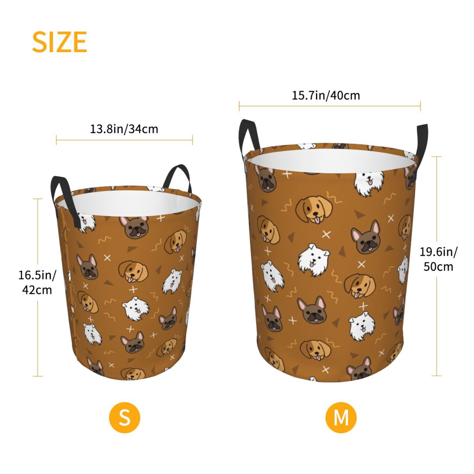 Large Laundry Basket with Handles - Cute Dog funny Puppy Kids Baby Dirty Clothes Laundry Hamper for Bedroom Aesthetic