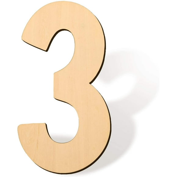 SAVITA 12 Inch Blank Wooden Number 3 Unfinished Wood Slices Sign Board for DIY Craft Projects Home Sign Wall Birthday Wedding Party Decoration (3)
