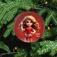 thumbnail image 5 of Cartoon Cheerleader with Red Uniform Christmas Ornament Cheerleading Competition Cheer Girl Gift Double-Sided Printed 3" Ceramic Christmas Ornament Xmas Tree Decoration Gifts, 5 of 8
