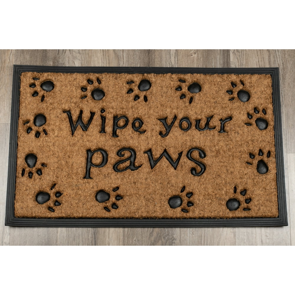Wipe Your Paws Black 30 x 18 Coir Fibre Outdoor Door Mat