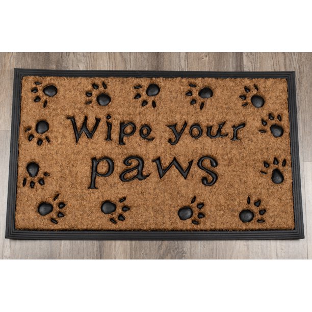 Wipe Your Paws Black 30 x 18 Coir Fibre Outdoor Door Mat