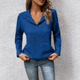 thumbnail image 6 of HLKJKLS Long Sleeve Shirts For Women Textured Long Sleeve Button V Neck Loose Pullover Sweatshirt Polyester Cotton Blend Blue S-Xl, 6 of 8