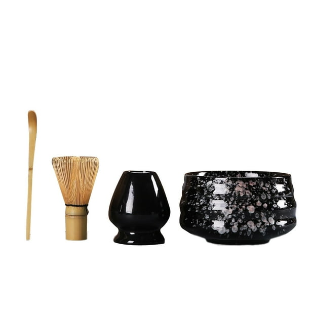 Juego de batidor de matcha Kit de matcha Accesorios para batidor de matcha Cuchara de té Juego de matcha Juego de té japonés para principiantes Negro