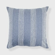 Freshmint Nila Woven Stripe Textured Euro Pillow 24"x24",Chambray Blue,1 Pack