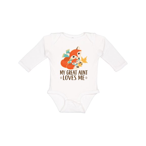 Inktastic My Great Aunt Loves Me Fox Boys or Girls Long Sleeve Baby Bodysuit
