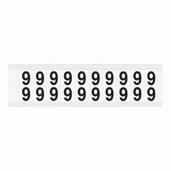 Brady Number Label, 9, 3/4in.Hx21/32in.W, Vinyl 9712-9