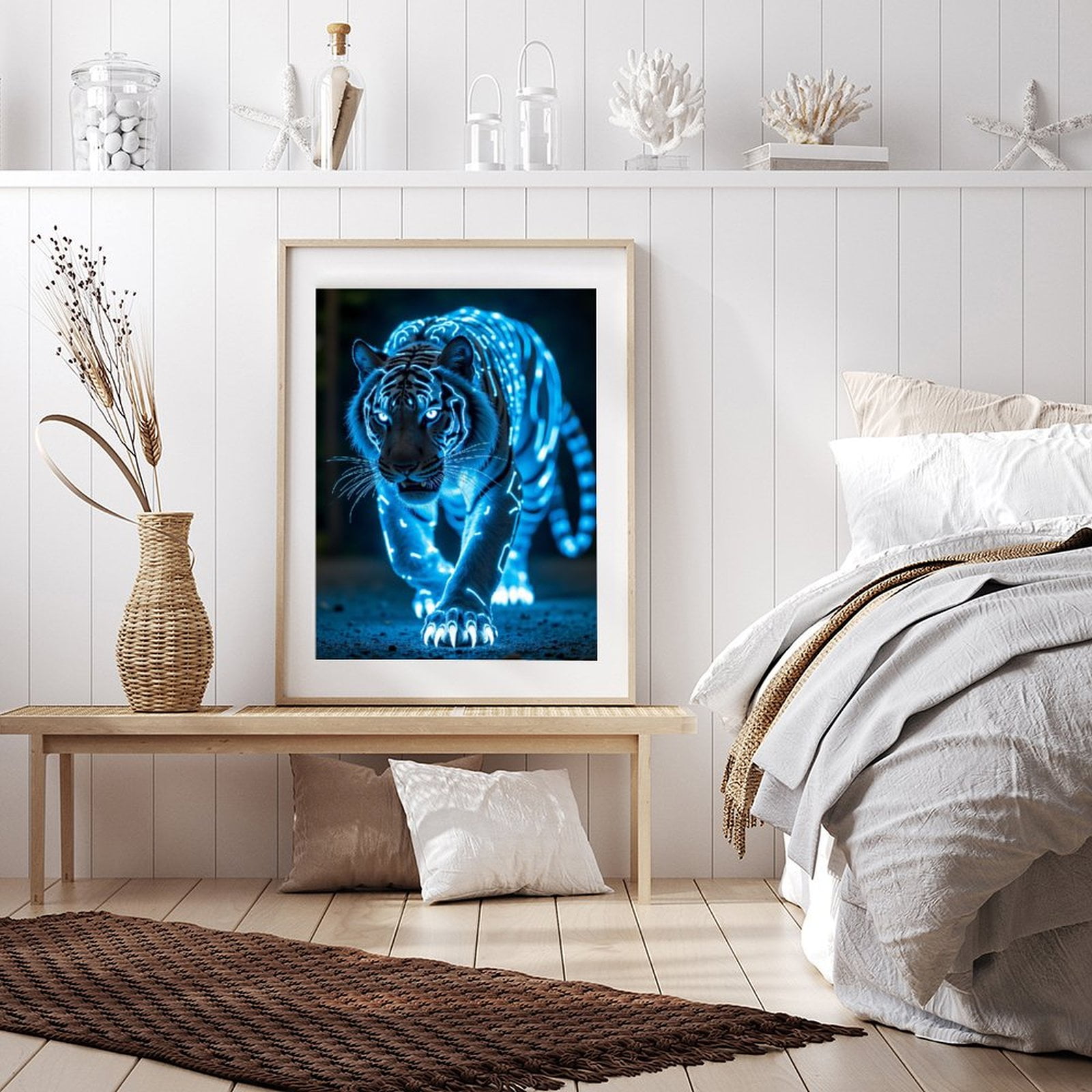 Diamond Art Kit for Adults, Neon Cyber Tiger Night Glow Diamond Painting for Adults Beginners, DIY Diamond Art Painting Kits, 5D Diamond Painting Crafts for Home Decor 12x16 Frameless