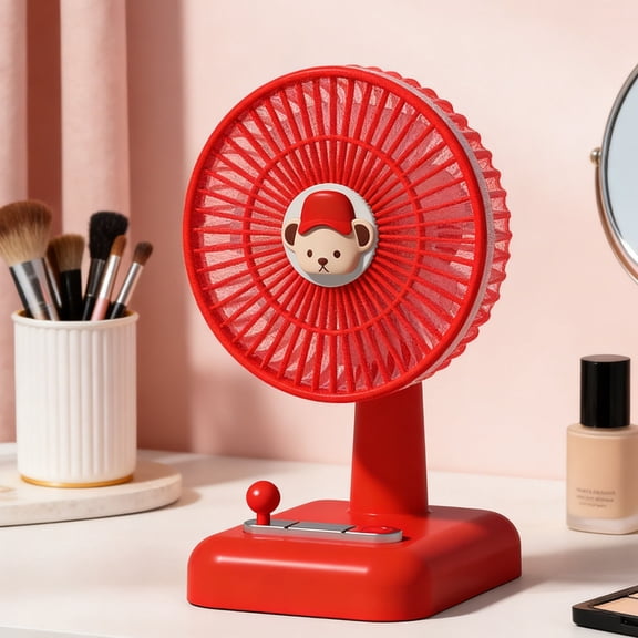 Kbndieu USB Desk Fan, Small Quiet Powerful 3 Speeds, Personal Mini Portable Desktop Table Fans, Cooling for Home Office Car Travel Indoor Outdoor Red