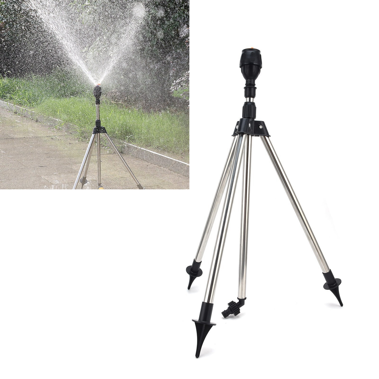 Tebru Tripod Sprinkler 360° Rotating Lawn Sprinkler, Stainless Steel Multi-Purpose