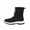 Black, variant on Womens Snow Boots Plush Fleece Line Lace Up Solid Color Non Slip Waterproof Climbing Travel Outdoor Oxford Cloth Boots Cotton Shoes Medium High Tube Skiing Boots White