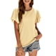 thumbnail image 1 of Camiseta de mujer Qarigey con volantes color sólido Amarillo S, 1 of 6