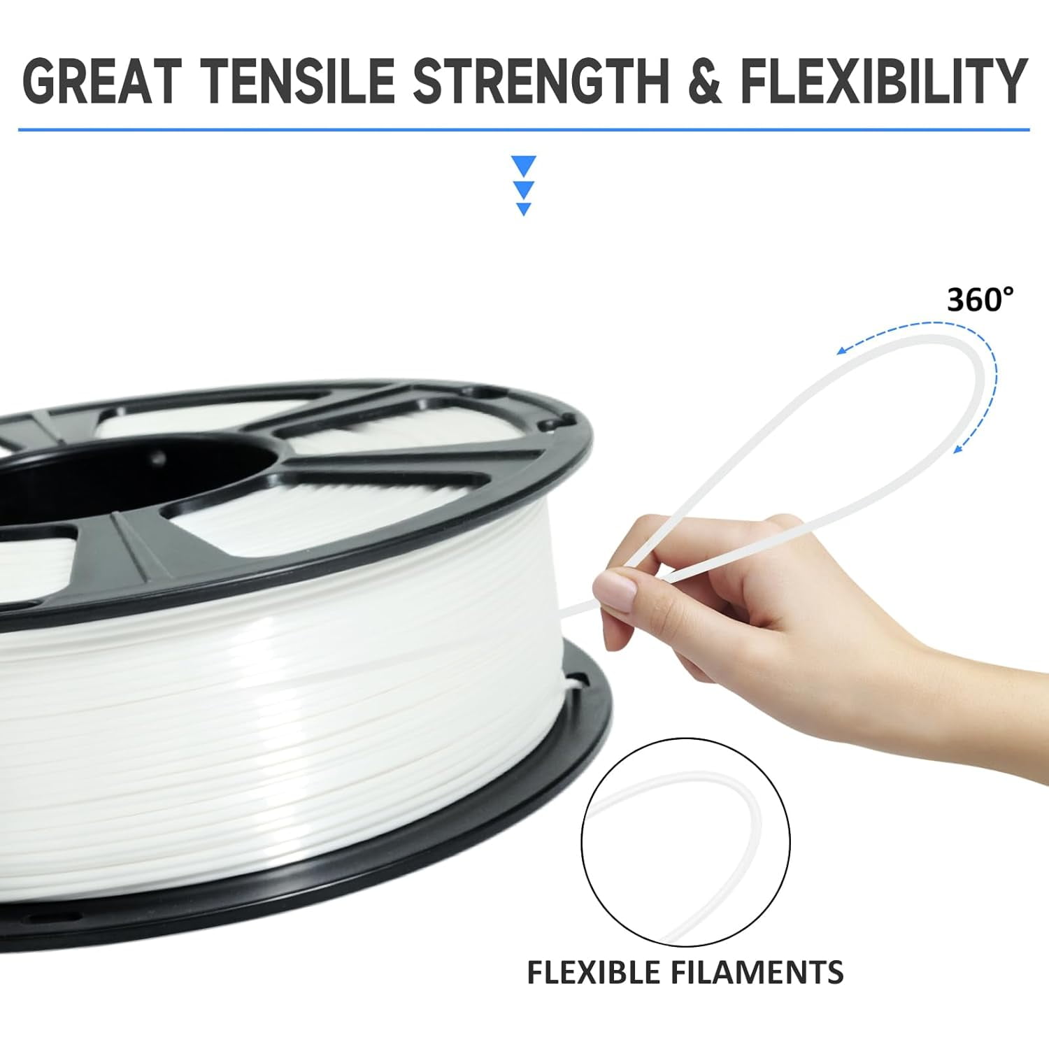 3D Printer Filament, Silk White Pla Filament, 1Kg(2.2lbs) Spool, 1.75mm Dimension Accuracy +/- 0.03mm, 3D Printing Filament