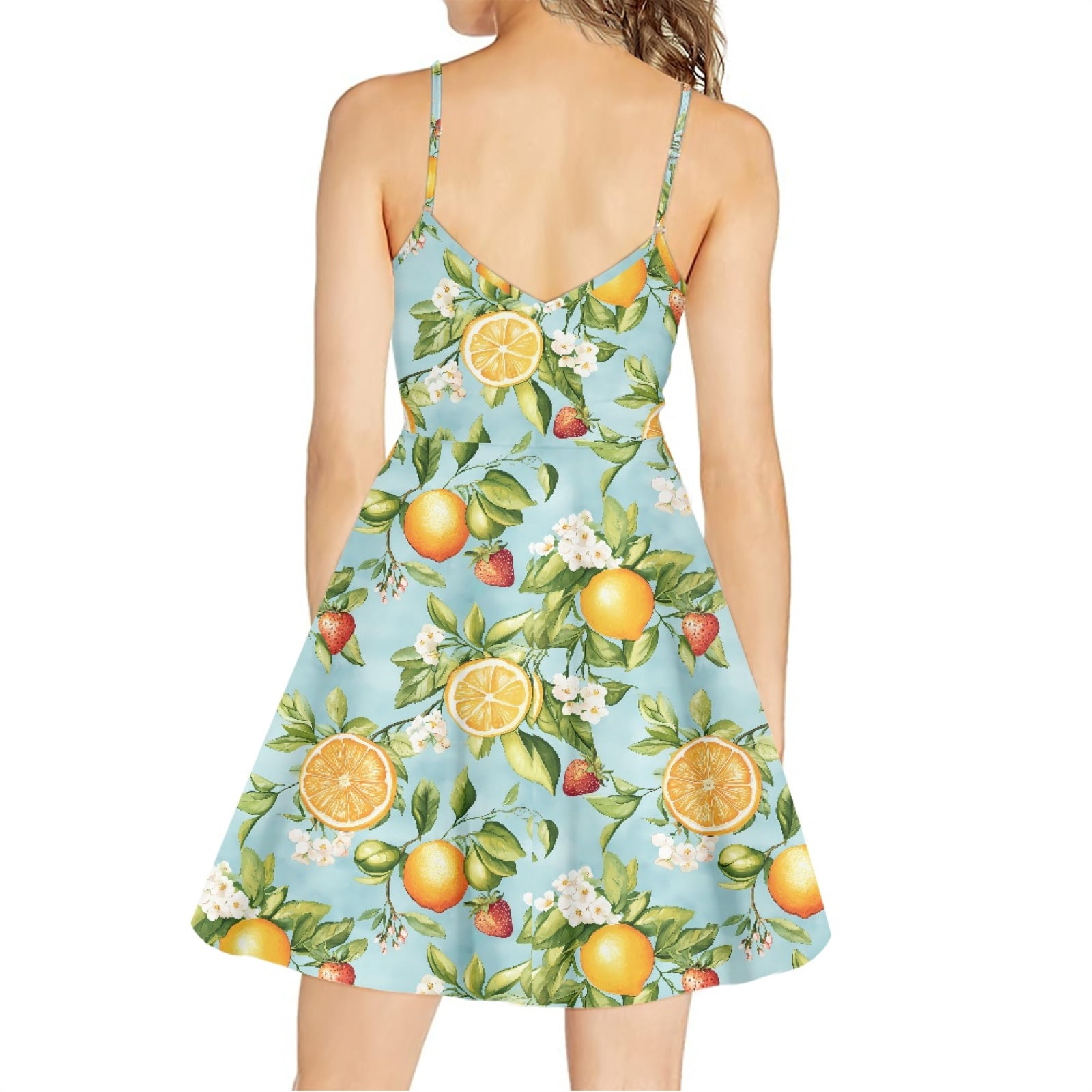 Jeiento Dress Sexy Swing Dress Lemon Midi Dress Sleeveless Summer with Spaghetti Strap Breathable and Comfortable Great Gift for Teen Girls Size 3XL