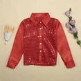 thumbnail image 2 of PMVFHDE Men Performance Shirt Sparkly Sequins Long Sleeve Button Down For Jazz Dance Show Long Sleeve Shirts Red,/, 2 of 7