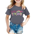 thumbnail image 2 of Arlun First Day of School Short Sleeved T-Shirt for Girls Fashionable Fifth Grade Back to School Outfits Casual Crewneck Soft Cozy Cute Colorful Letter Print Graphic Tees 100, 2 of 4