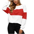 thumbnail image 5 of Women's Casual Color Block Pullover Sweatshirt Long Sleeve Crew Neck Top for School Lounge Streetwear, 5 of 7