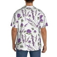thumbnail image 3 of Uemuo Lavender Flowers Pattern Cotton Linen Short Sleeve Shirts,Casual Lightweight Button Down Shirts,Vacation Beach Summer Tops-, 3 of 7
