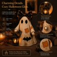 thumbnail image 3 of Lighted Vintage Patchwork Ghost, Halloween Decor with Hand lamp, Rustic Farmhouse Halloween Figurine, Halloween LED Decoration for Mantel Shelf Entryway Porch, C, 3 of 8