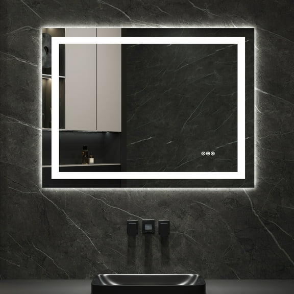 40 in. W x 32 in. H Rectangular Frameless LED Light Anti-Fog Wall Mounted Bathroom Vanity Mirror Front Light and Backlit