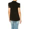 thumbnail image 3 of Women's Solid Top with Front Tie Collar and Lace Sleeves, 3 of 6