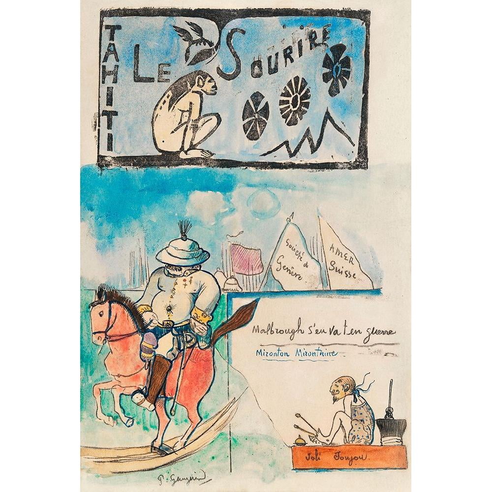 Gauguin, Paul 11x14 Black Modern Framed Museum Art Print Titled - Caricatures of Gauguin and Governor Gallet, with headpiece from Le sourire