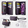 thumbnail image 4 of for Samsung Galaxy S25 Wallet Case with RFID Blocking Card Slots Zipper Pocket, PU Leather Kickstand Full Body Rugged Protection Shoulder & Wrist Strap Heavy Duty Shockproof Cover, Purple, 4 of 13