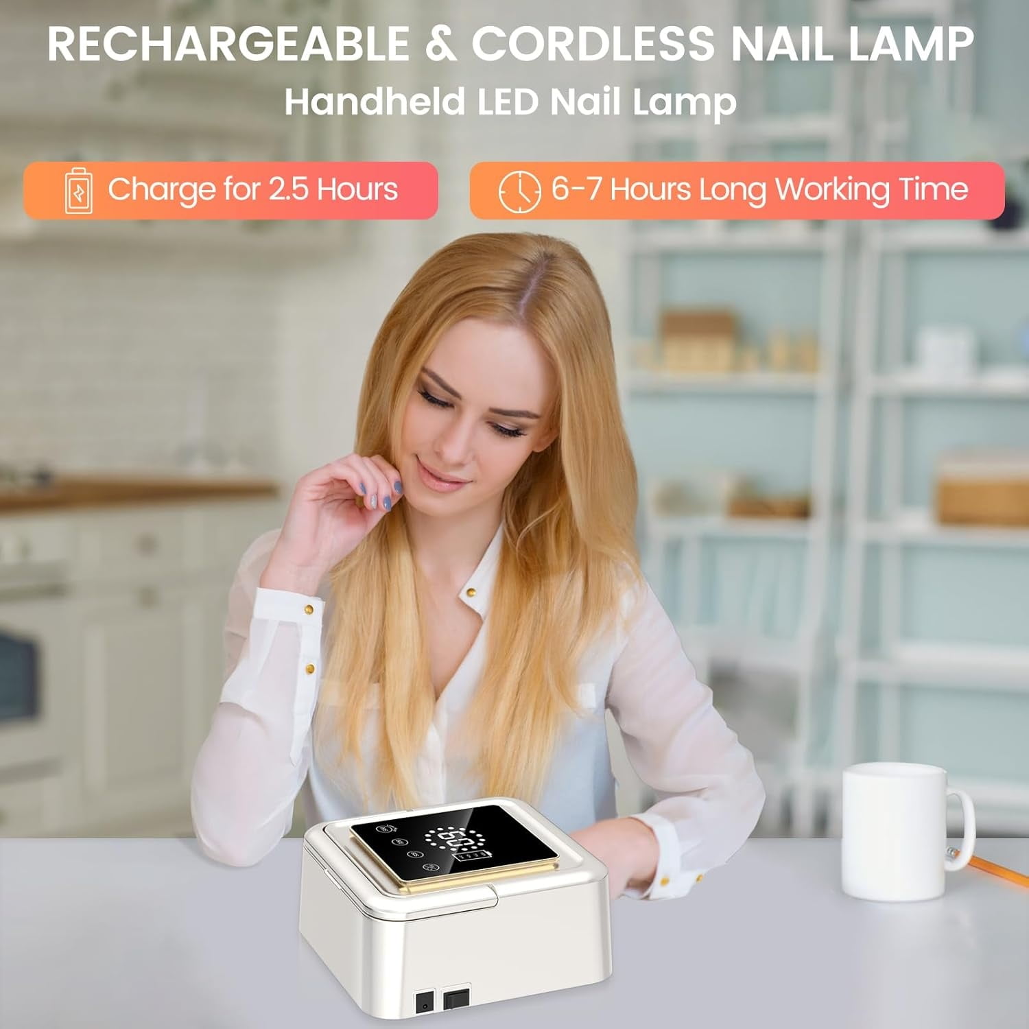 UV Nail Lamp 108W, UV Light for Gel Nail Polish, Cordless LED Nail Lamp with 36 Beads & Touch Display, Nail Light with 4 Timer Modes & Auto Sensor, Fast Curing Nail Dryer for Salon & Home