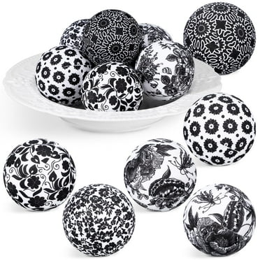 Ceenna 12 Pcs Decorative Balls 2.36" Chinoiserie Bowl Filler Fabric Wrapped Balls Farmhouse Decorations for Party Holiday Trays Vases Basket Table(Flower Style, Fabric) C2