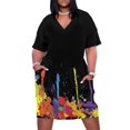 thumbnail image 1 of Vestido multicolor largo y loco para mujer, traje con bolsillos colgantes y horizontales, estilo coreano., 1 of 6