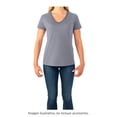 thumbnail image 2 of Playera Fruit Of The Loom para Mujer, Cuello V Manga Corta Gris Jaspe Claro Talla  M, 2 of 4