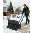 thumbnail image 2 of COZONY Pelle à Neige Robuste avec Roues, Lame en Métal 29 Pouces L x 19 Pouces H, Manche à Angle et Hauteur Réglables, Pousse-Neige à Roues pour Entrée, Trottoir, Cour, Plaque de Pelle Noire + Poteau Bleu + Rebord Bleu, 2 of 7