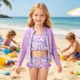 thumbnail image 3 of Lanbubble Girls 3 Piece Swimsuit Set Long Sleeve Rash Guard Tankini Bathing Suits Beach Swimwear 3-4 Years, 3 of 8