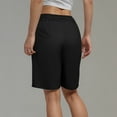 thumbnail image 4 of Sakmal Black Shorts Women Bermuda High Waisted Khaki Chino Dressy Knee Length Straight Leg Shorts with Pockets, 4 of 6