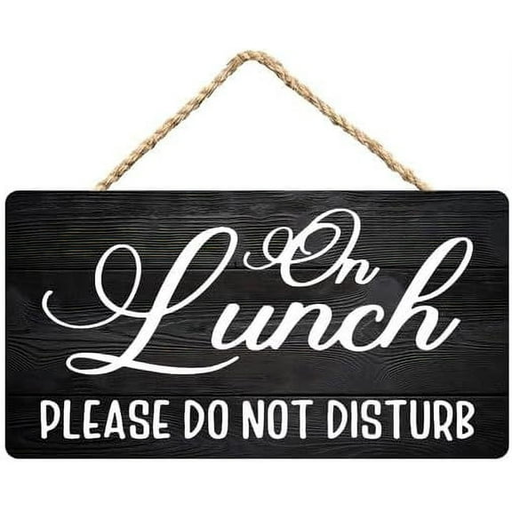 Zomyto On Lunch Sign,Please Do Not Disturb Rustic Wooden Hanging Sign 12X6 In Door Hanging Plaques, black-3