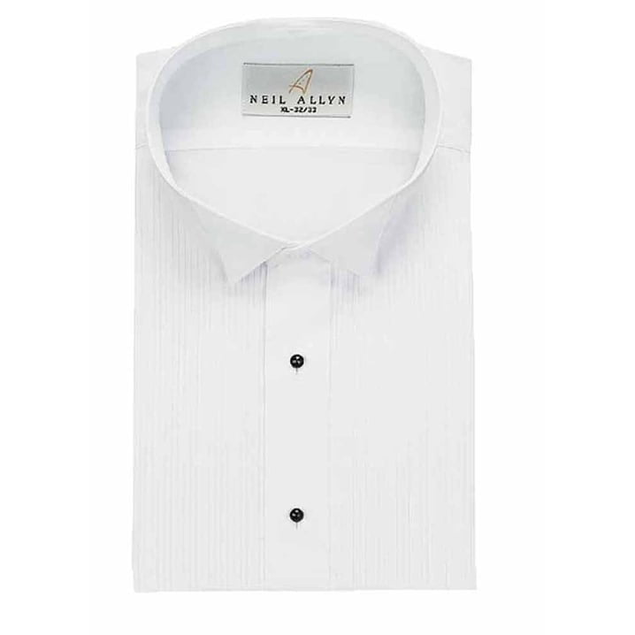 Neil Allyn Mens Tuxedo Shirt Poly/Cotton Laydown Collar 1/8 Inch Pleat 