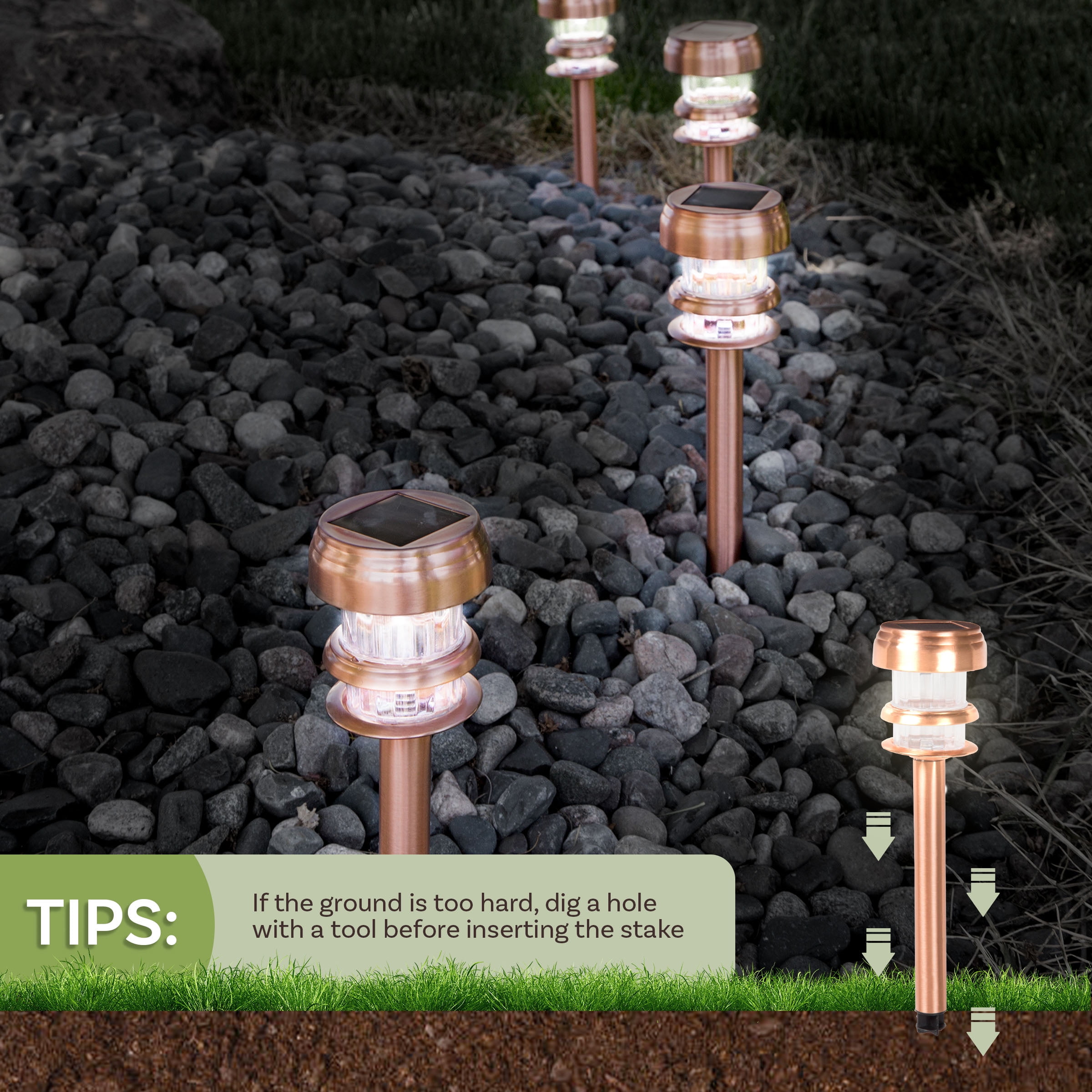 Pure Garden Solar Lights Outdoor Waterproof Garden Lights 4-Pack, Copper
