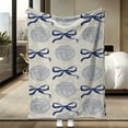 thumbnail image 2 of 1pc Elegant Blue Volleyball Bow Pattern Flannel Blanket - Soft, Cozy, and Lightweight All-Season Throw for Couch or Bed, Perfect Gift for Women, Men, Wife, Husband, Mom, Sister, Grandma, or Friends,, 2 of 6